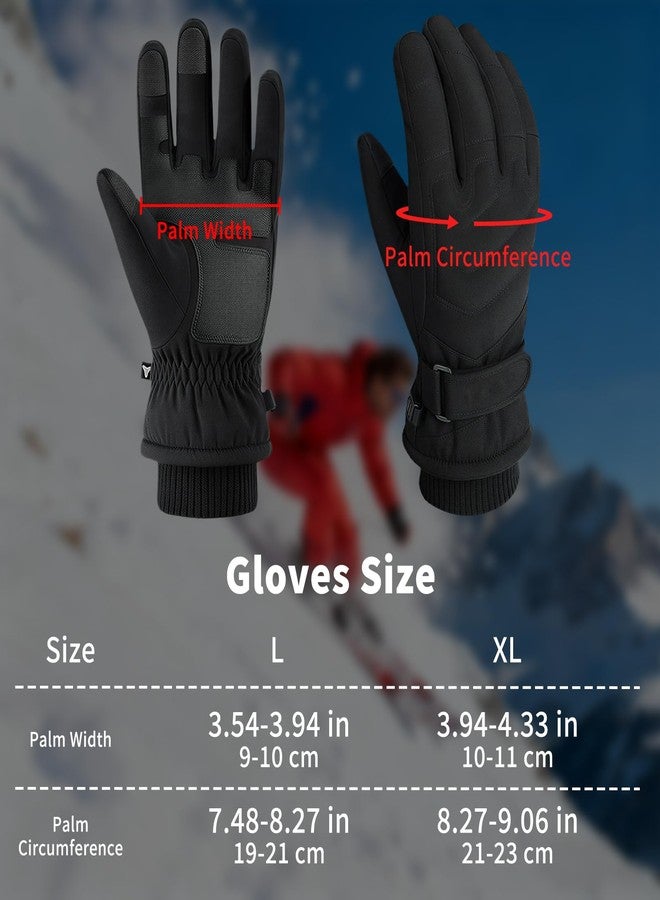 DUFFOBAN Thermal Ski Gloves for Men & Women - Waterproof, Windproof, Touchscreen Compatible - Insulated Cold Weather Snow Gloves for Skiing, Snowboarding, Work & Outdoor Activities, Black, XL - Image 2